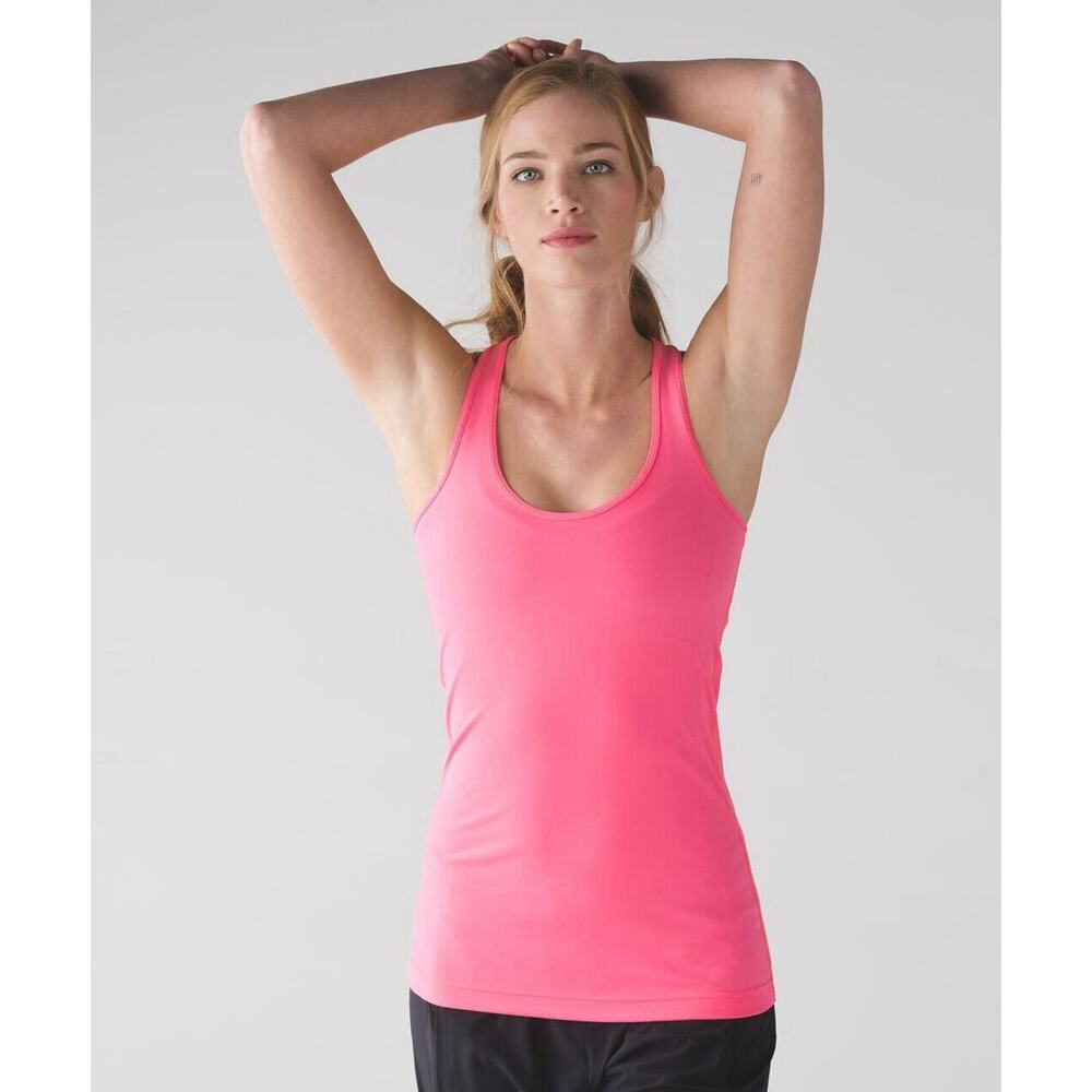 Lululemon Size 2 Cool Racerback Tank Top Pink Flash Light Tone Reversible Luon